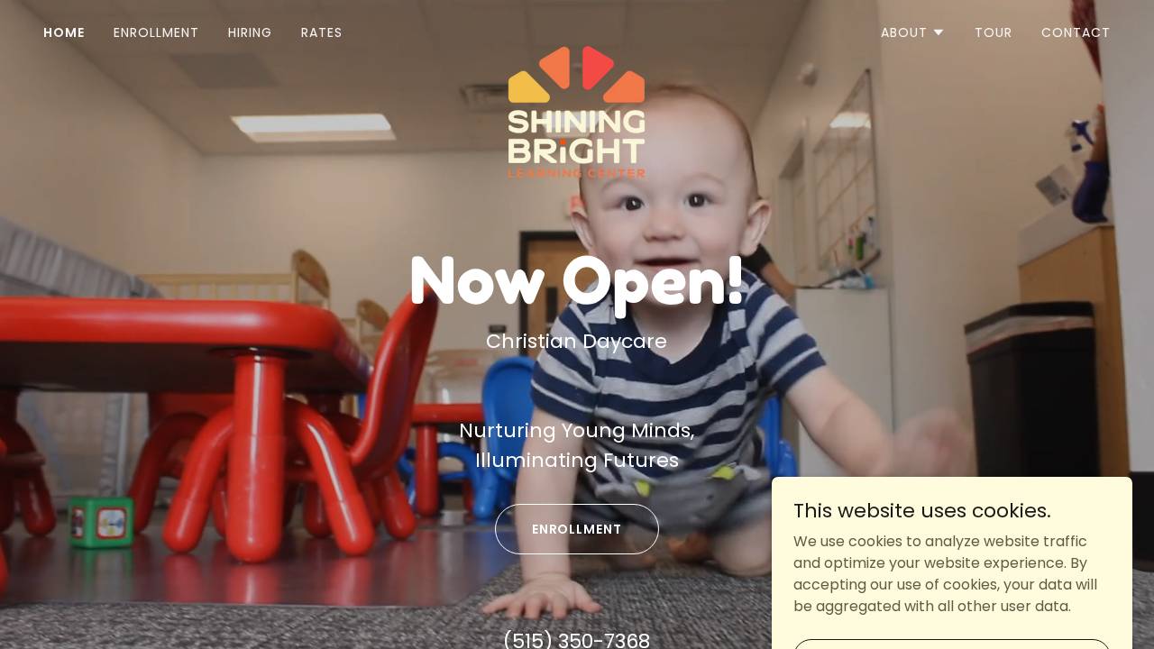 Shining Bright Learning Center website screenshot