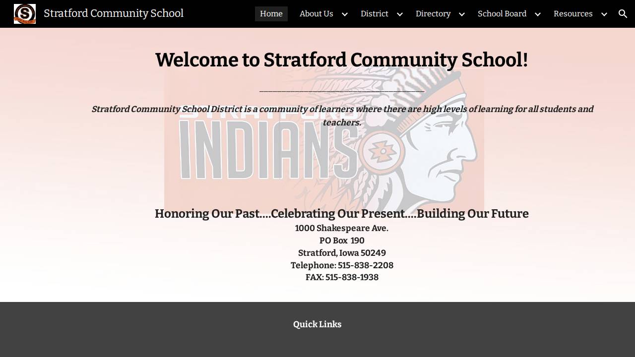 Stratford Early Learning Center website screenshot
