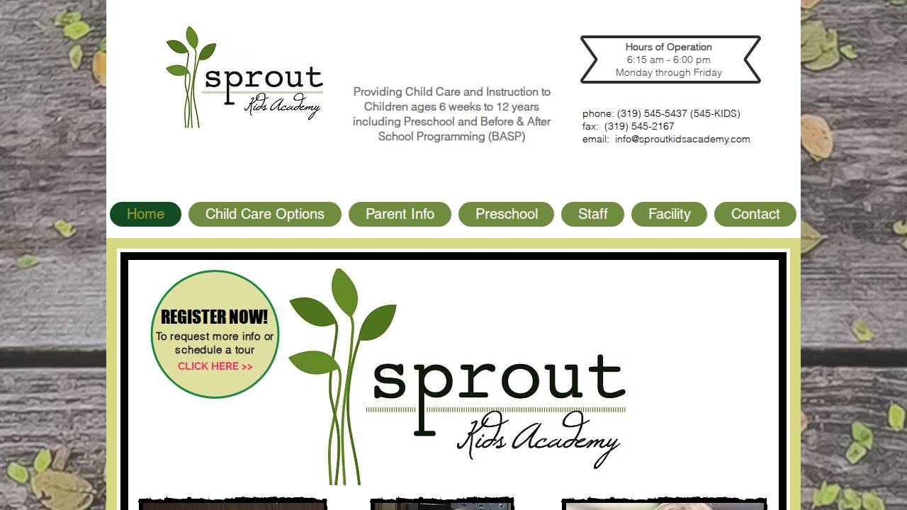 Sprout Kids Academy Inc website screenshot