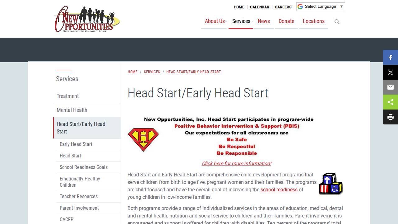 New Opportunities, Inc Head Start - Jefferson website screenshot