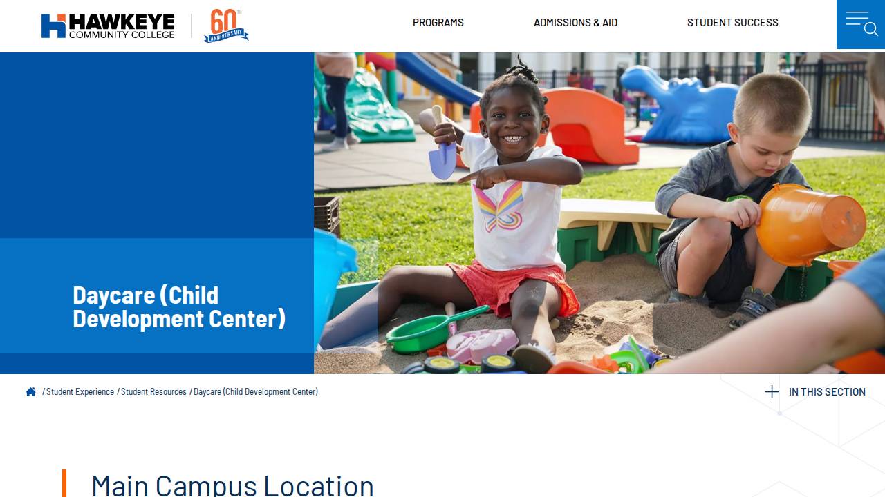 Hawkeye Child Development Center website screenshot