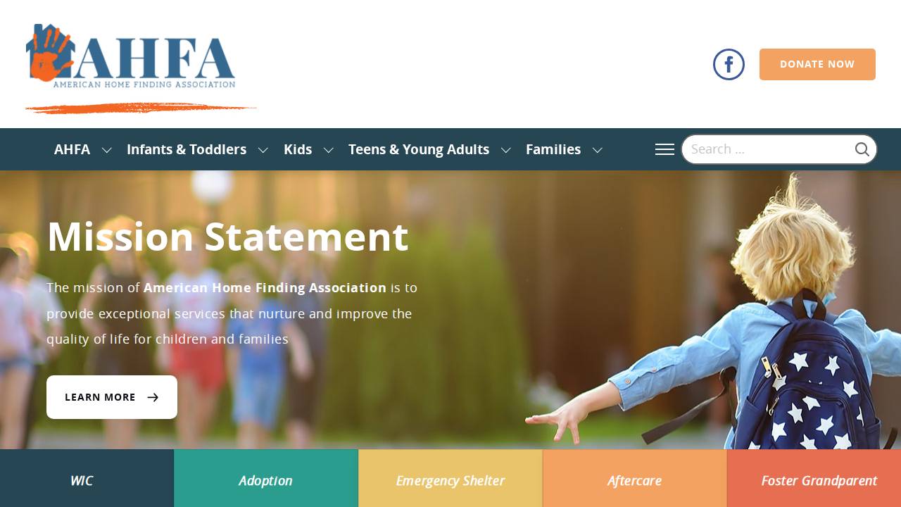 American Home Finding Child Care Center website screenshot