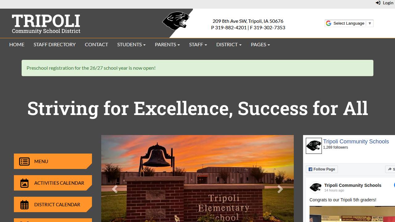 Tripoli Schools Before and After School Child Care website screenshot