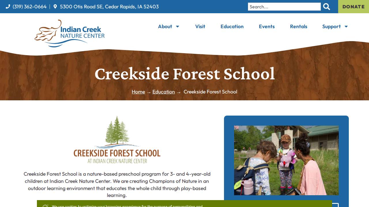 Creekside Forest School website screenshot