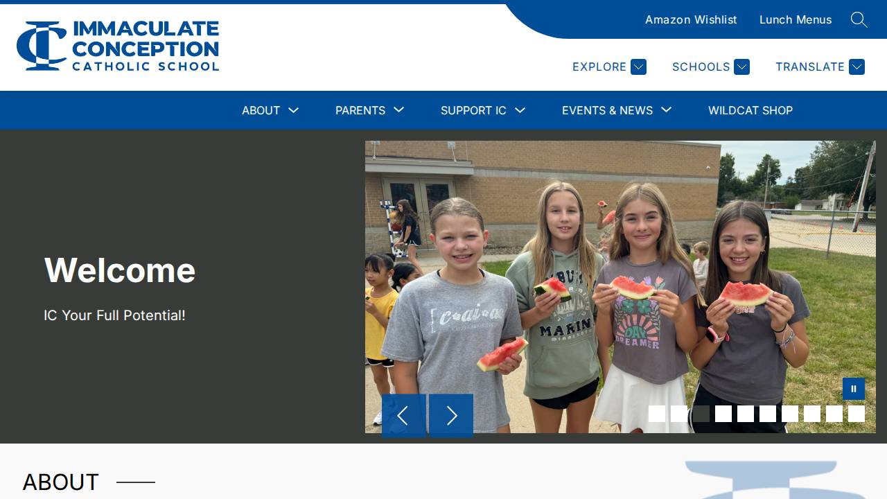 Immaculate Conception Preschool website screenshot
