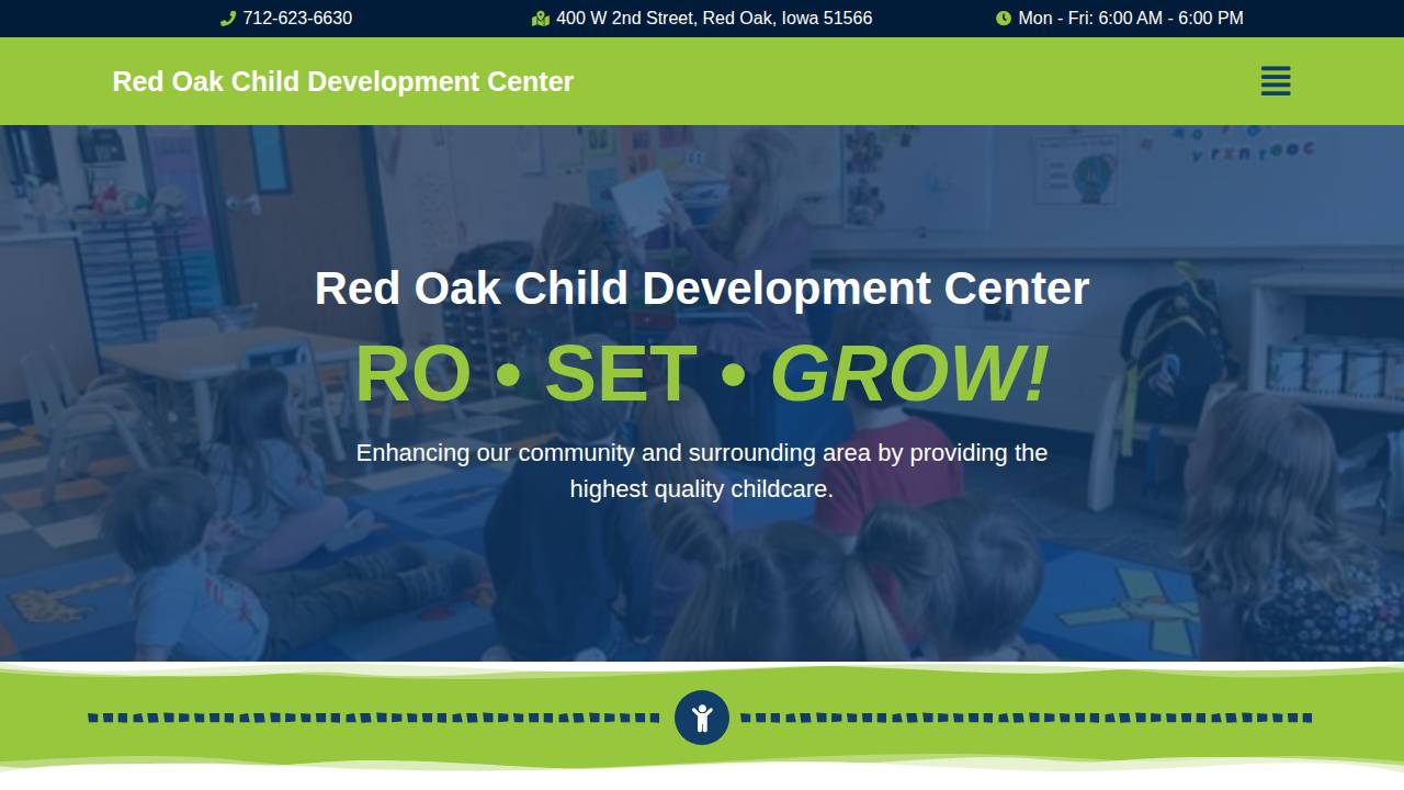 Red Oak Child Development Center website screenshot