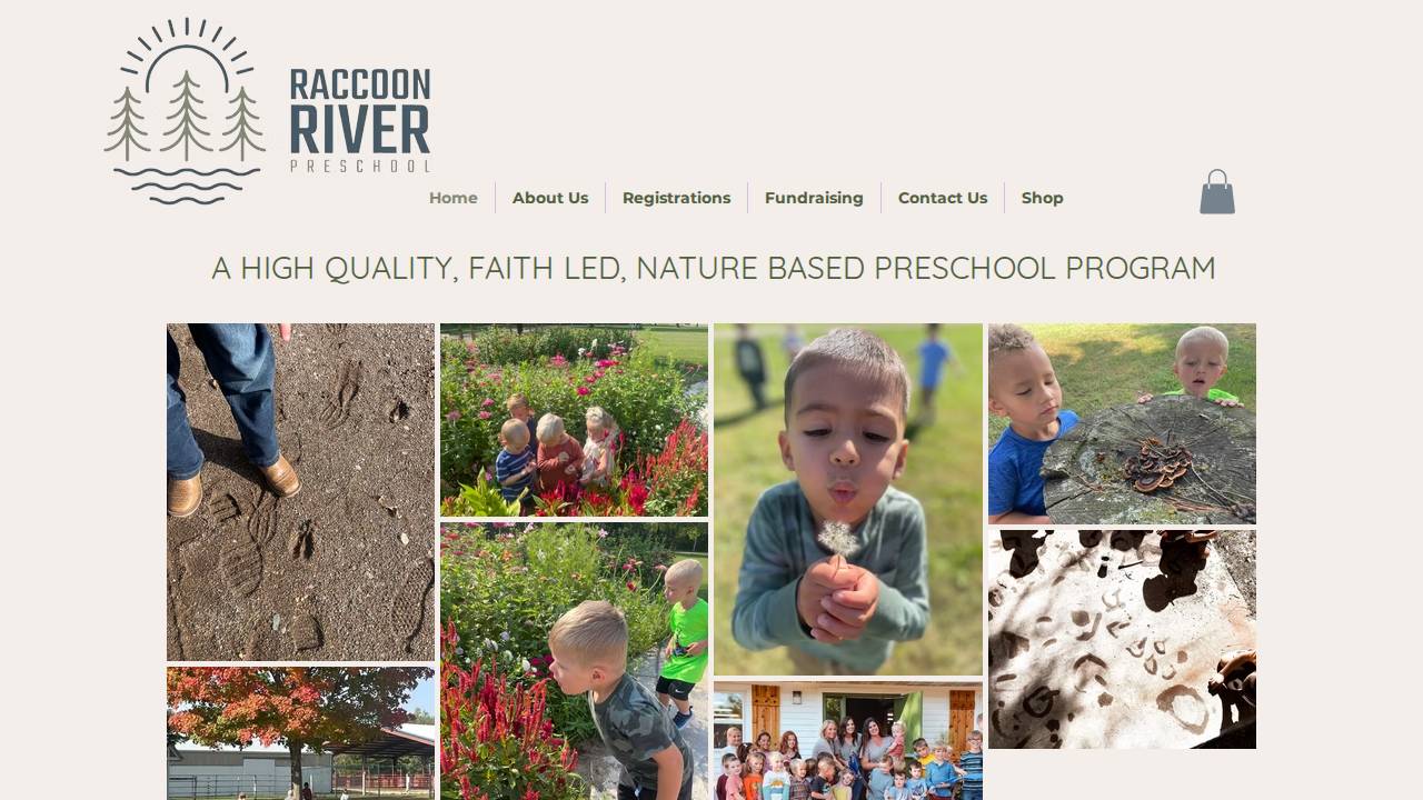 Raccoon River Preschool website screenshot