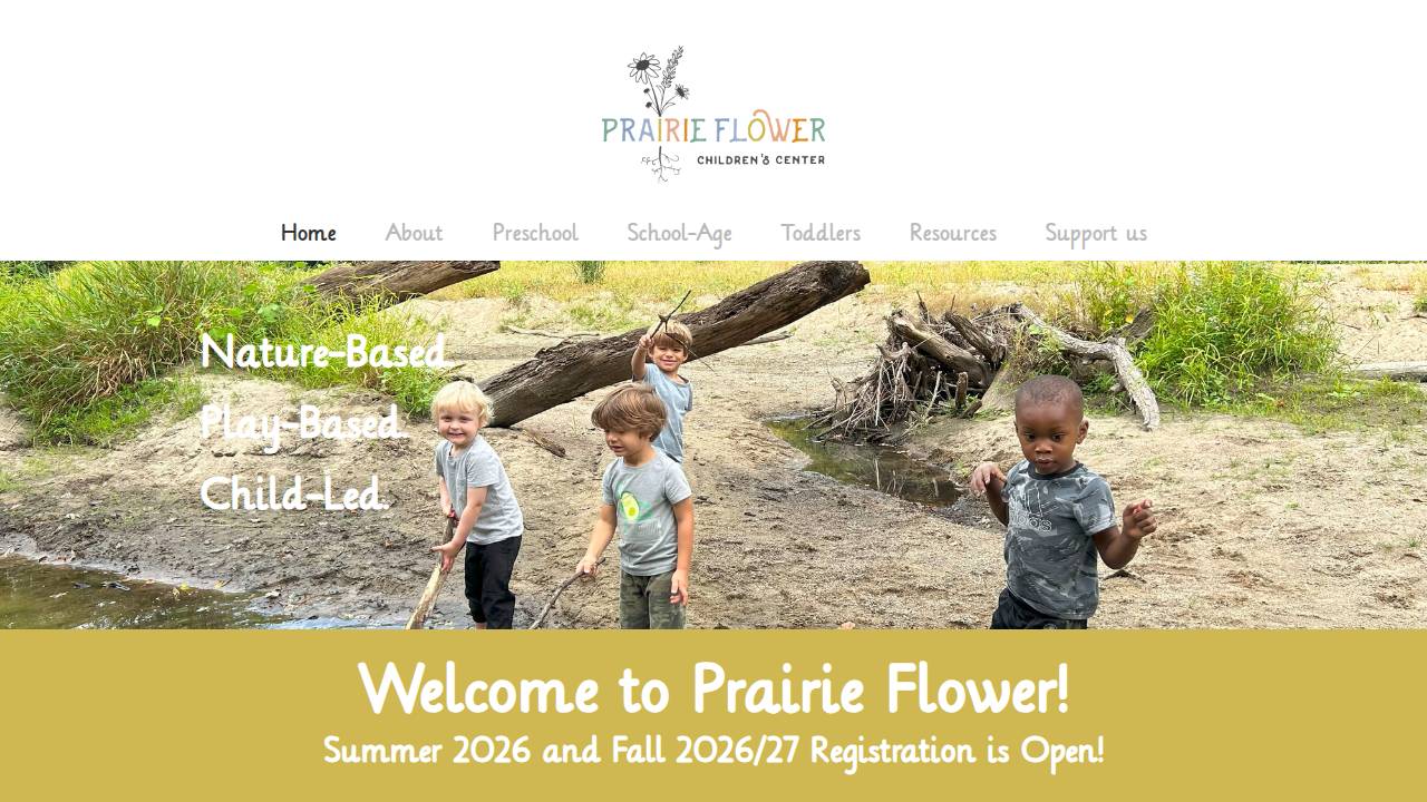 Prairie Flower Children's Center website screenshot