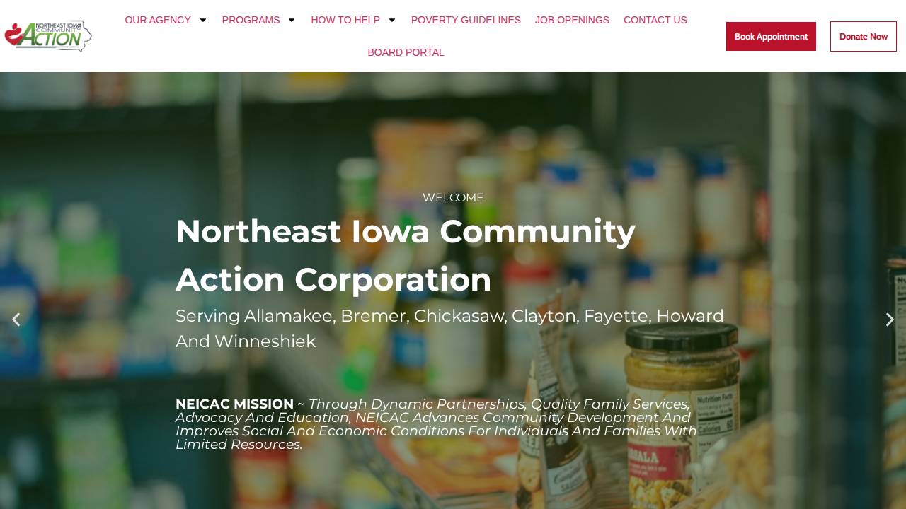 NEICAC-Monona Head Start website screenshot