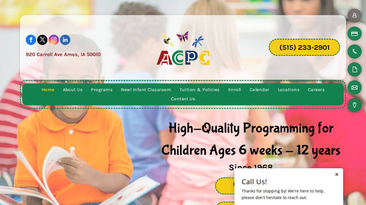 ACPC-Main Center website screenshot