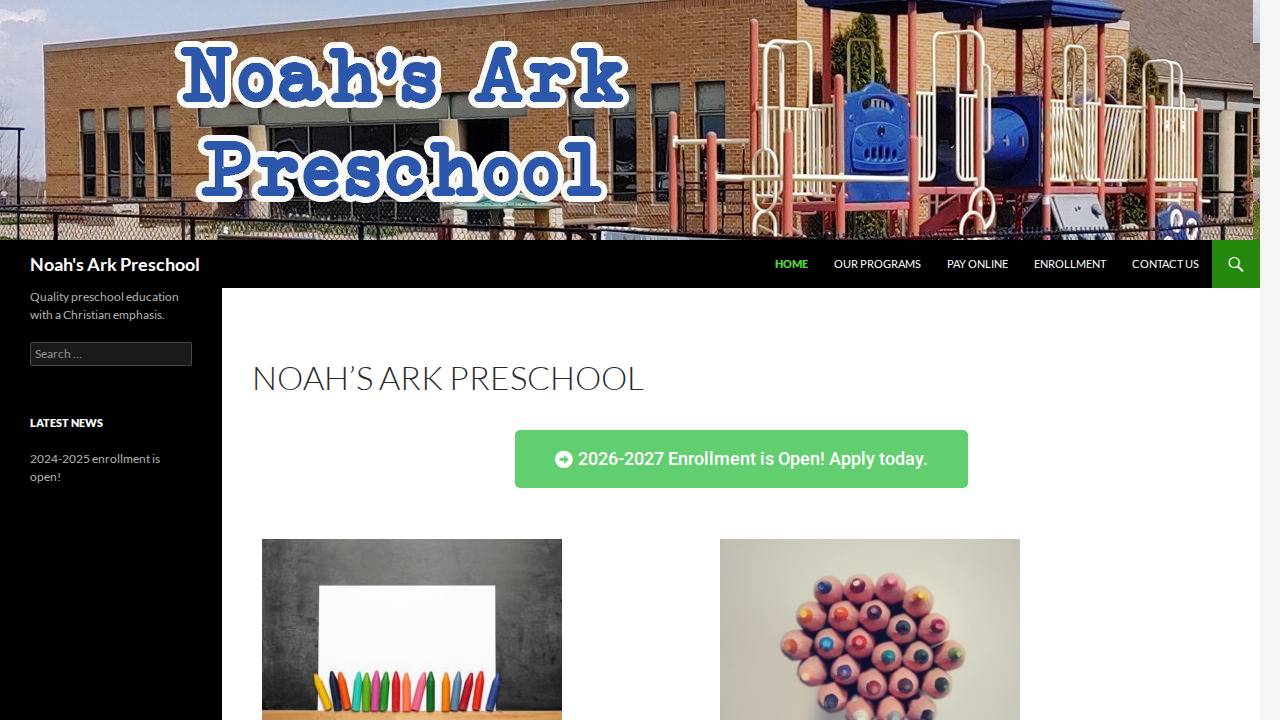 Noah's Ark Preschool website screenshot