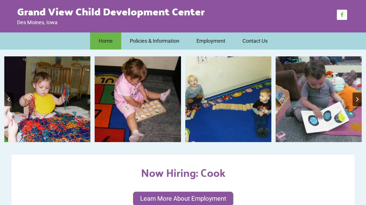Grand View Child Development Center website screenshot
