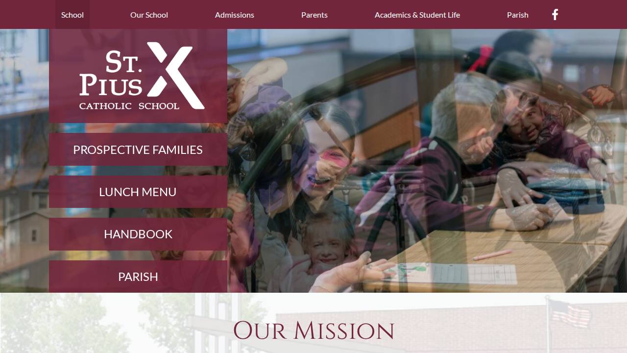 Pius Pals Before and After School Program website screenshot