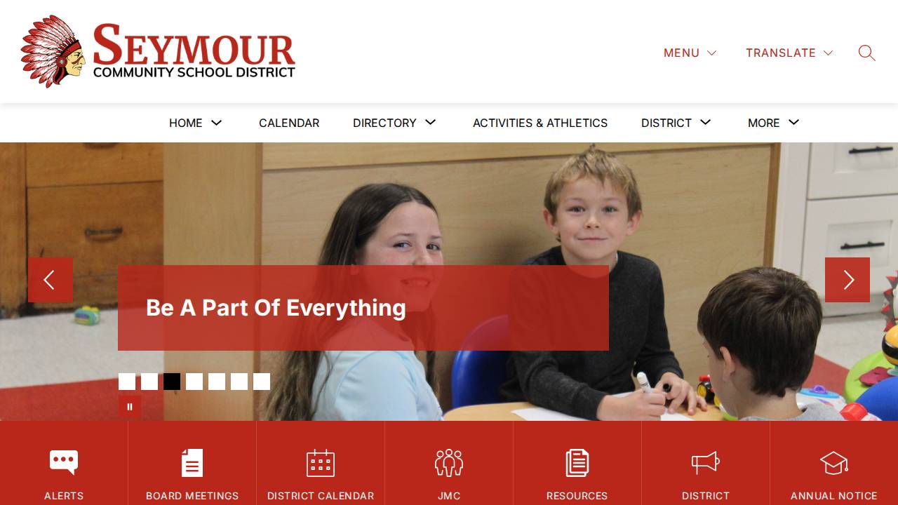 Seymour CSD Early Childhood Center website screenshot