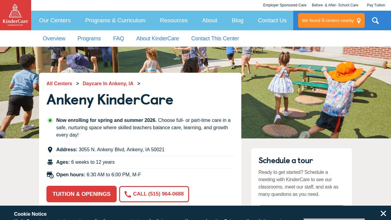 KinderCare Learning Center - Ankeny website screenshot