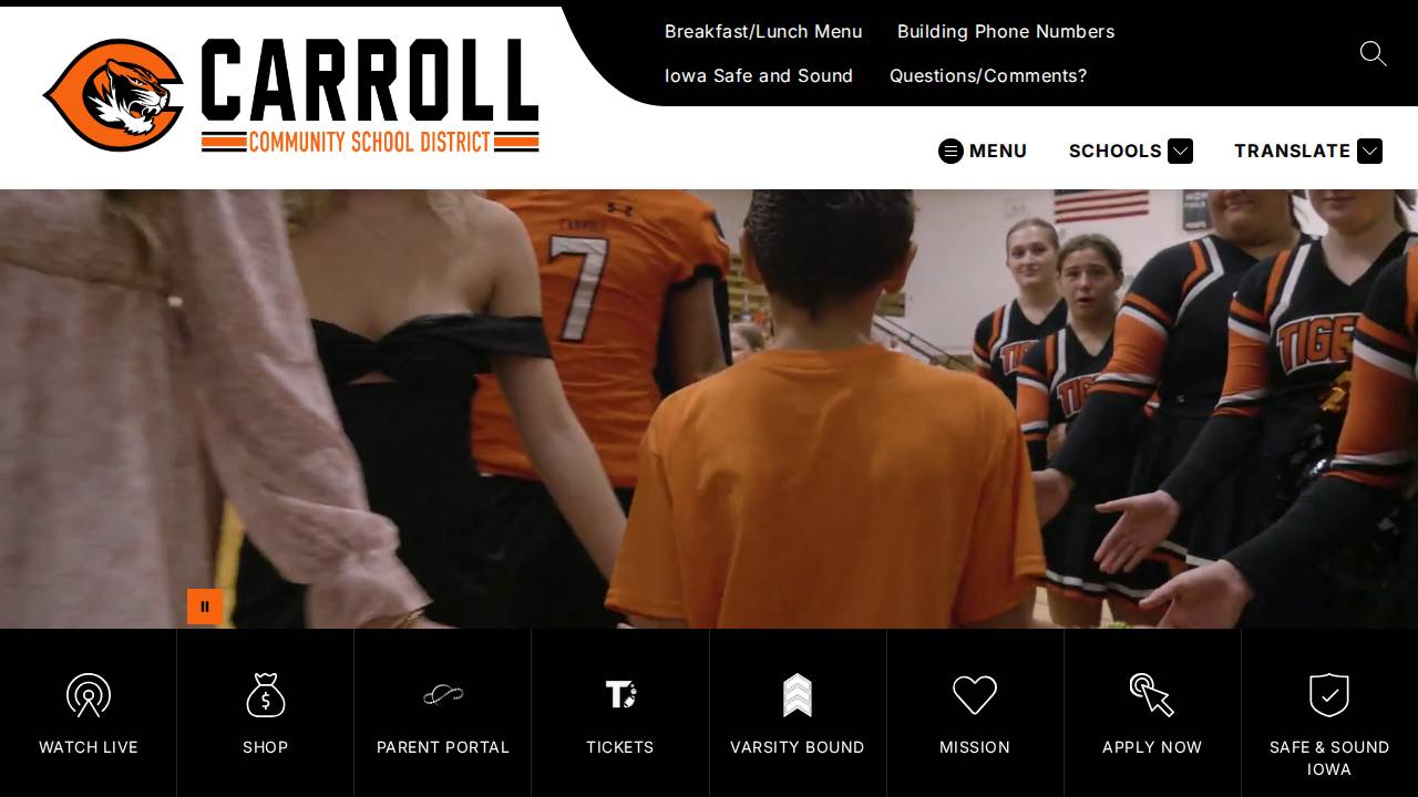 Carroll Community School District Tiger Zone website screenshot