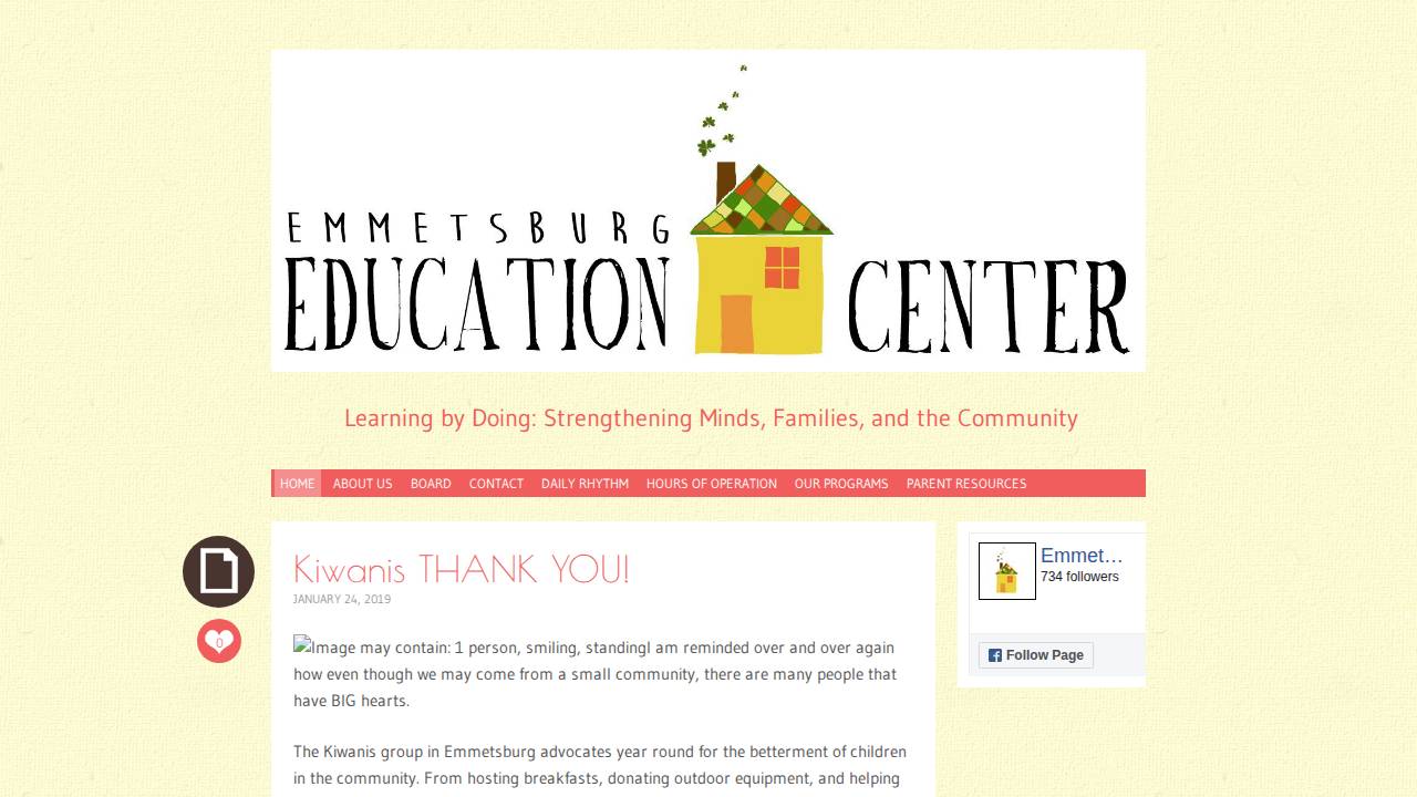 Emmetsburg Education Center website screenshot