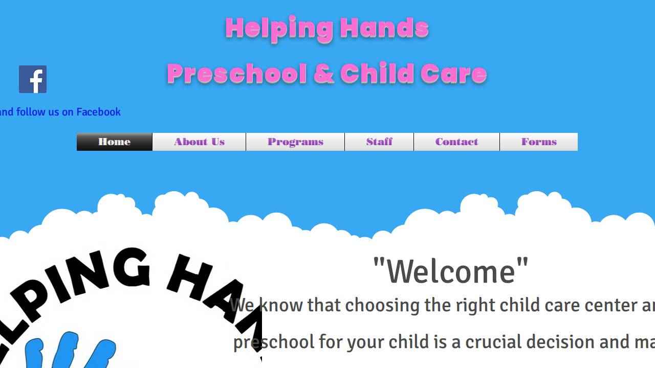 Helping Hands Preschool & Childcare Inc website screenshot