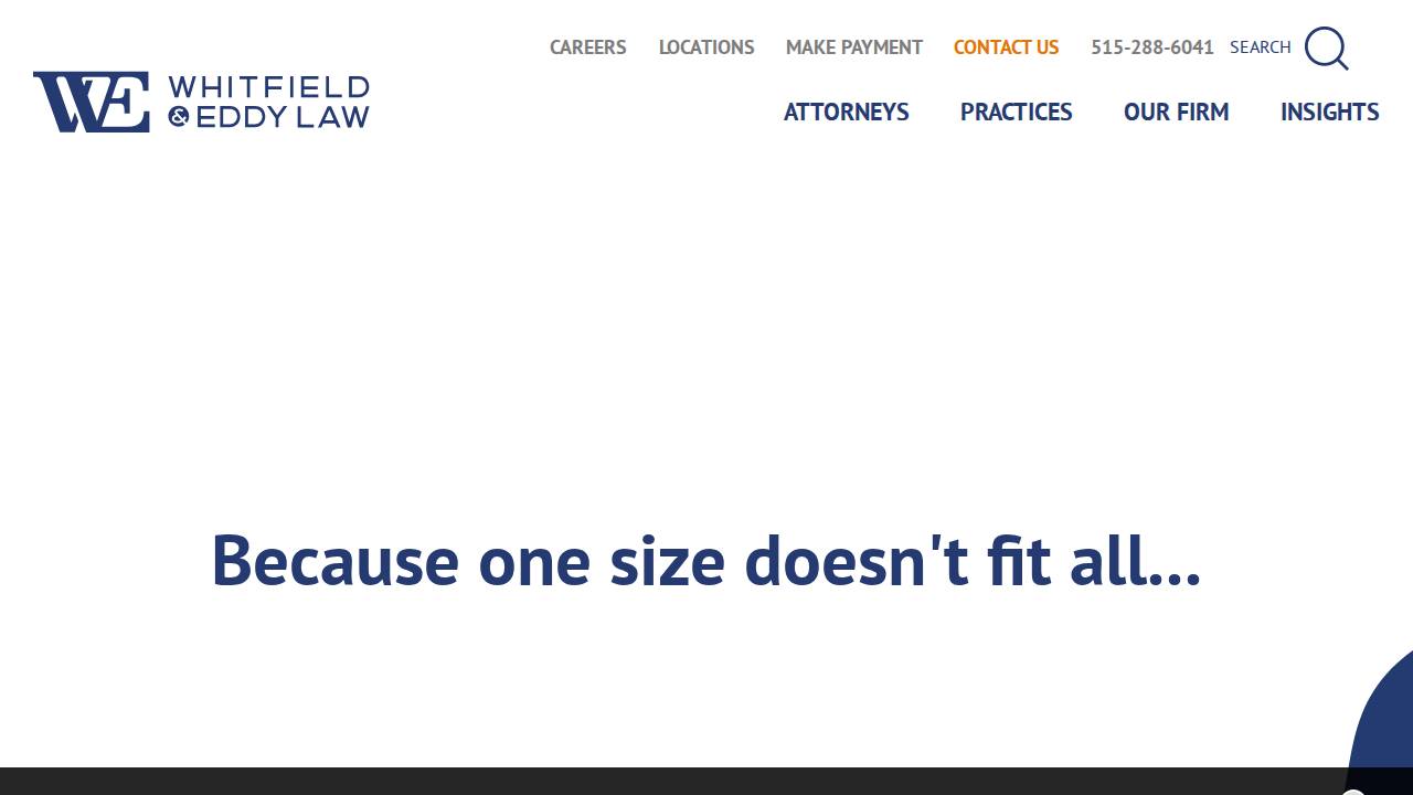 Whitfield & Eddy Law website screenshot