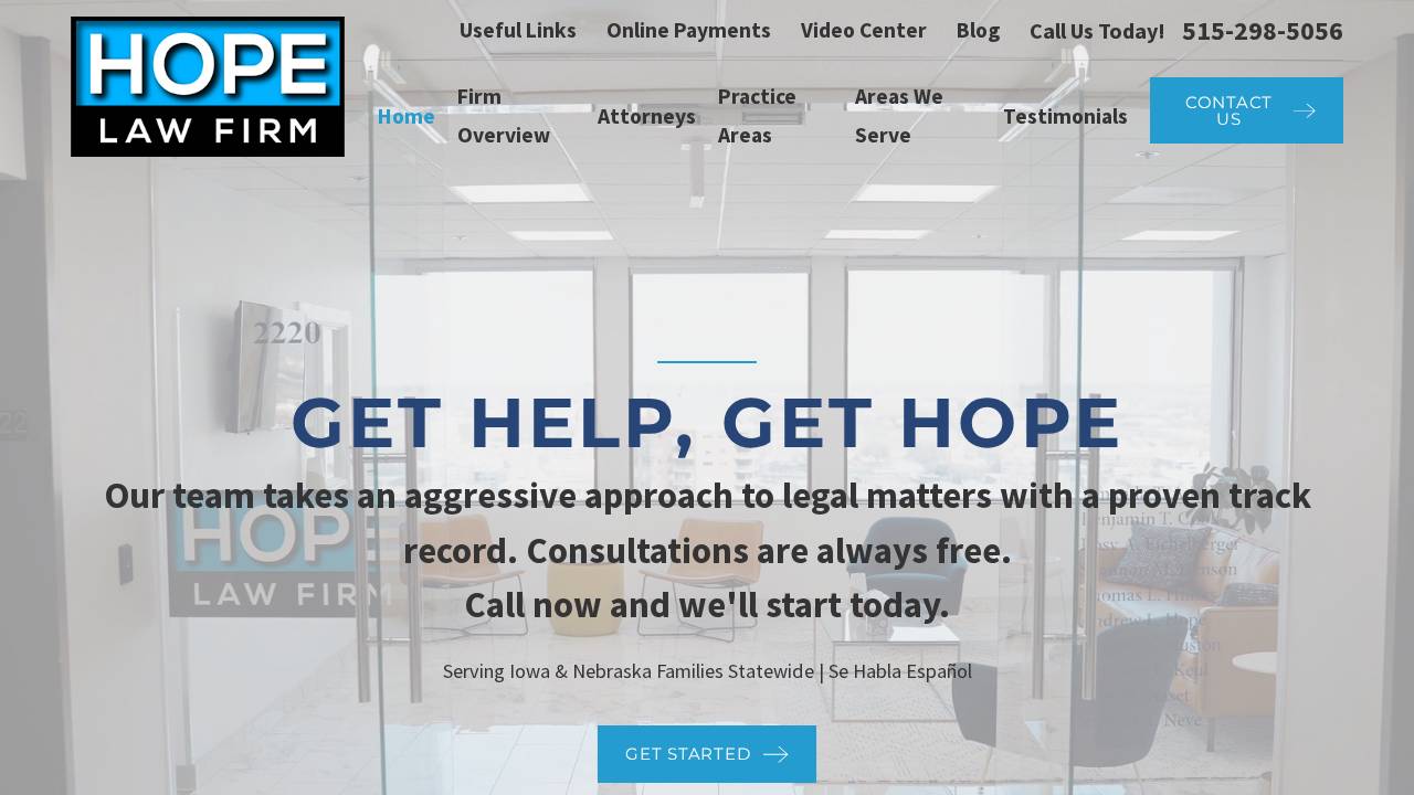 Hope Law Firm website screenshot