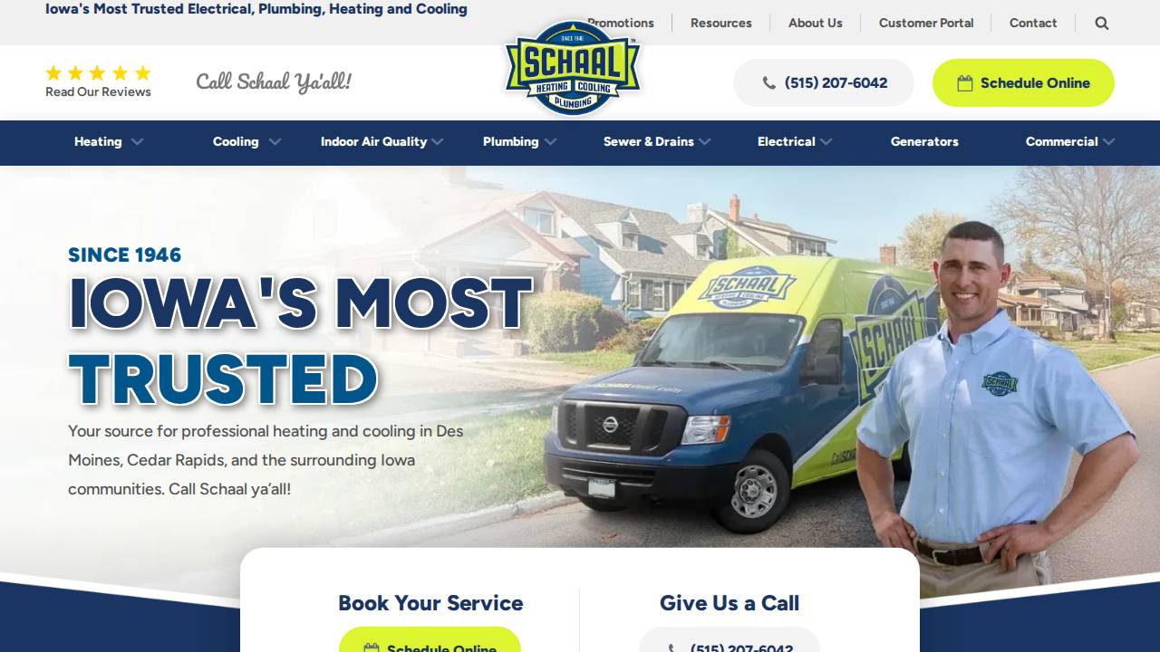Schaal Plumbing, Heating & Cooling website screenshot