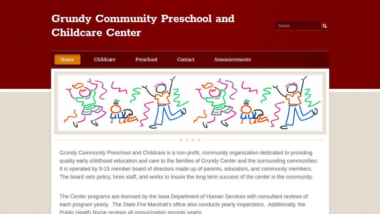 Grundy Community Preschool website screenshot