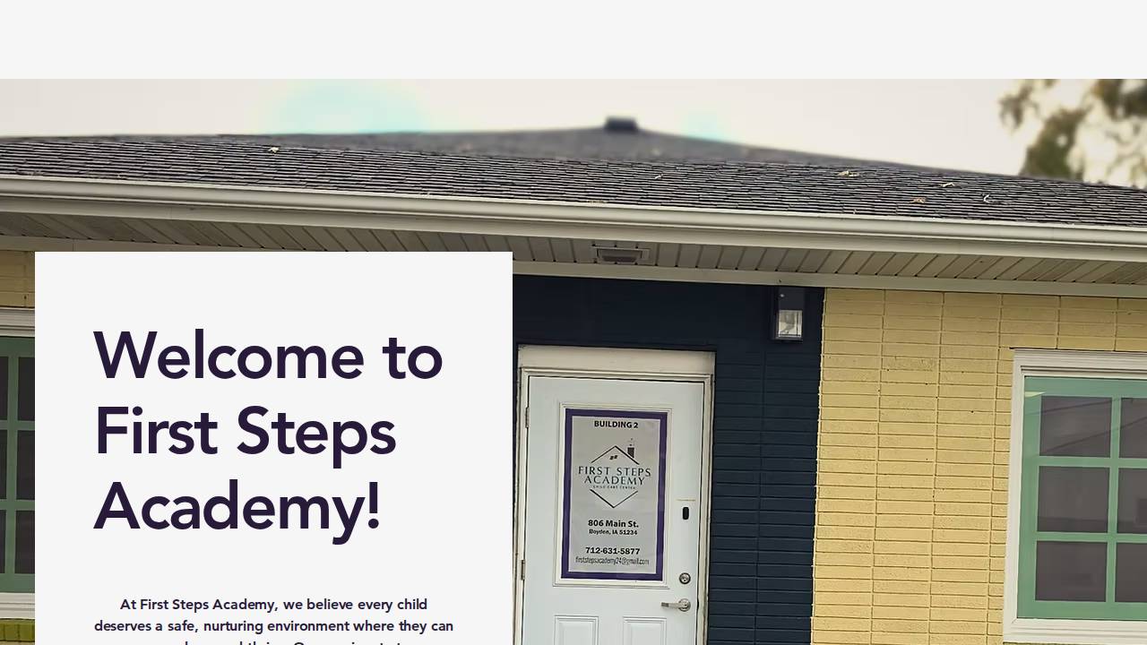 First Steps Academy website screenshot