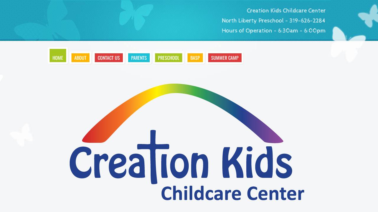 Creation Kids Childcare Center website screenshot