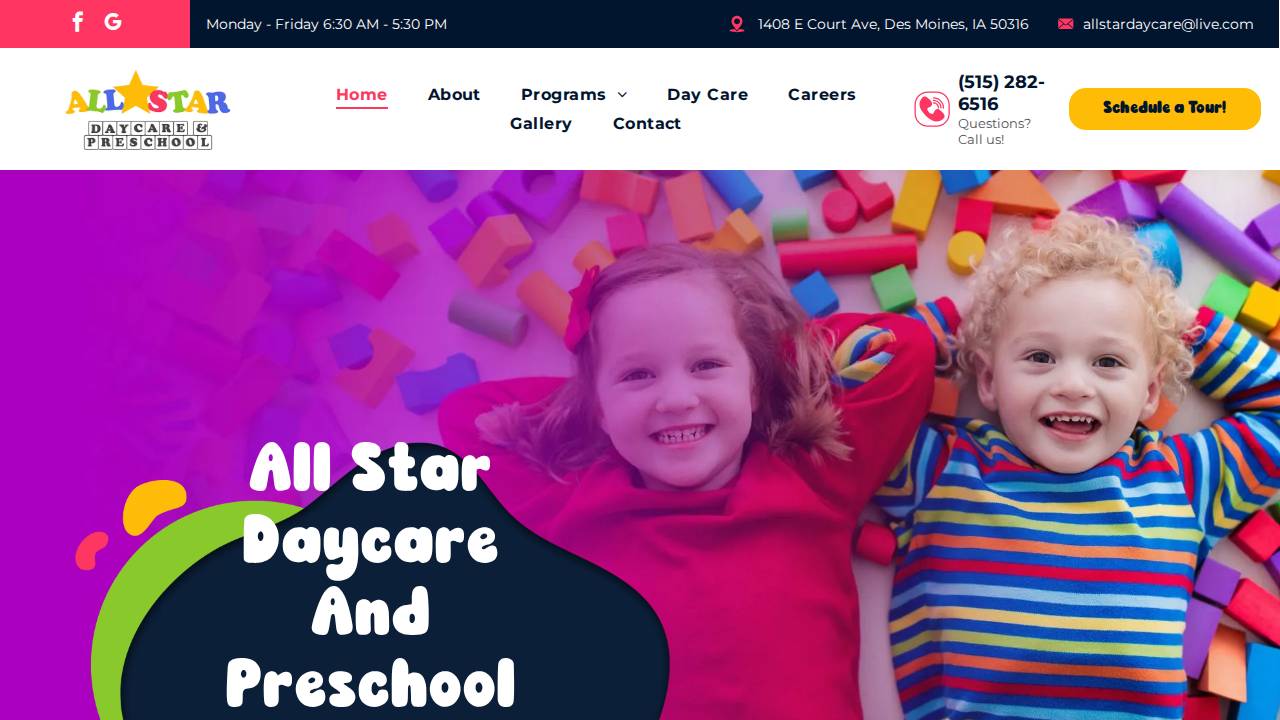 All Star Day Care website screenshot