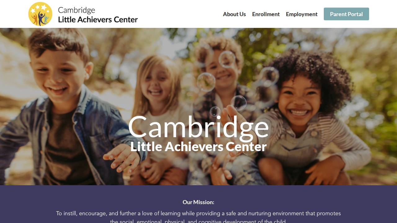 Cambridge Little Achievers Center website screenshot