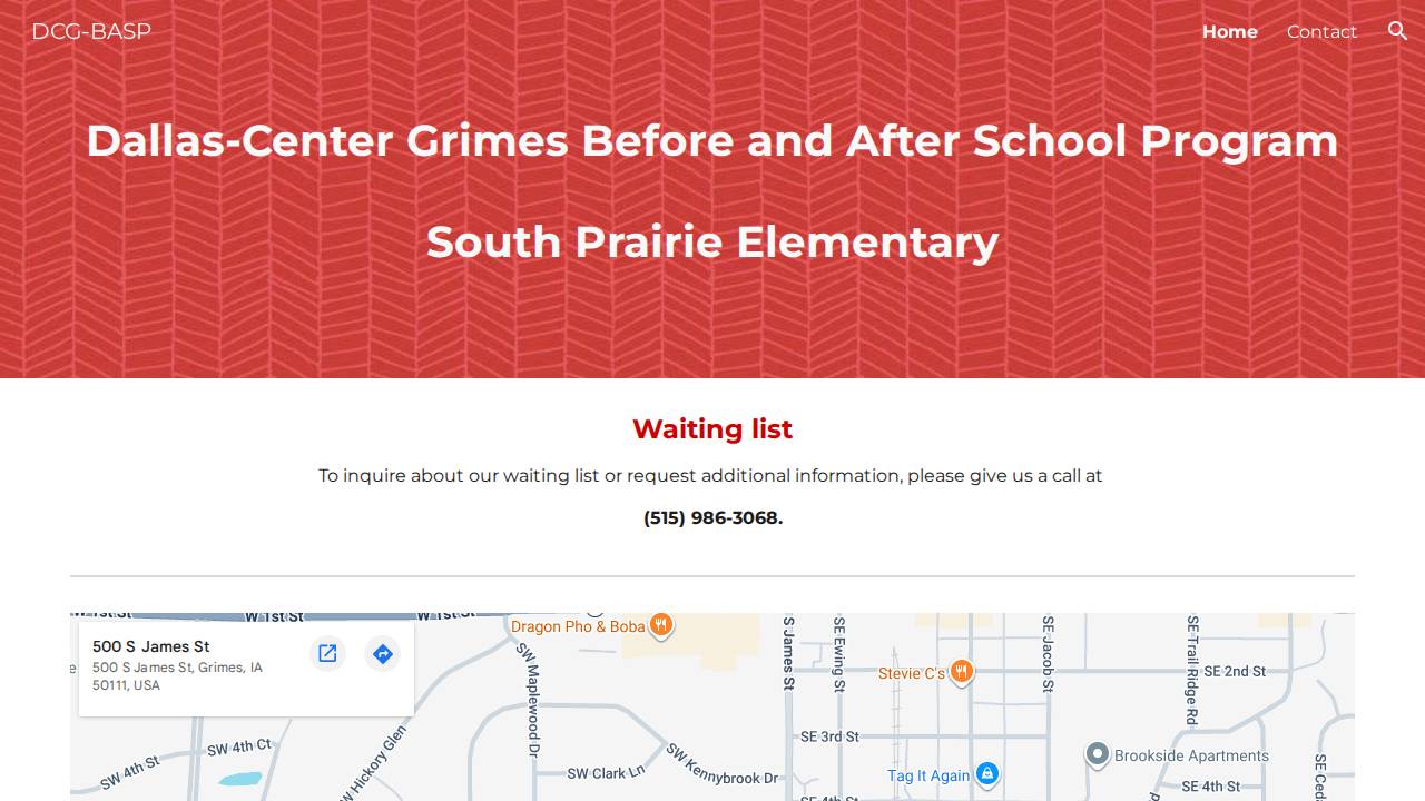Dallas Center-Grimes BASP website screenshot