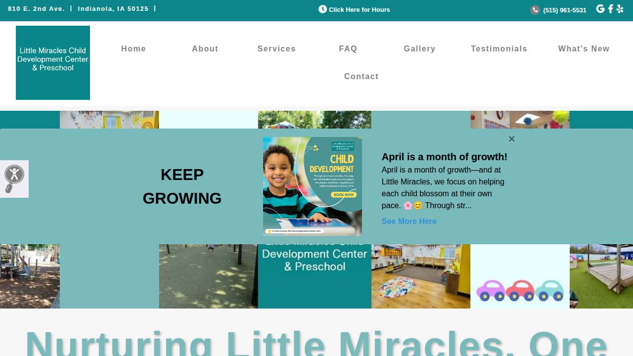 Little Miracles Child Development Center website screenshot