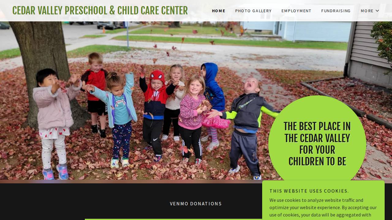 Cedar Valley Preschool & Child Care Center website screenshot