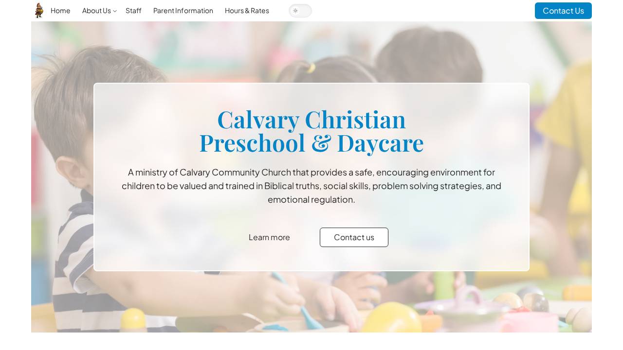 Calvary Christian Preschool & Daycare website screenshot