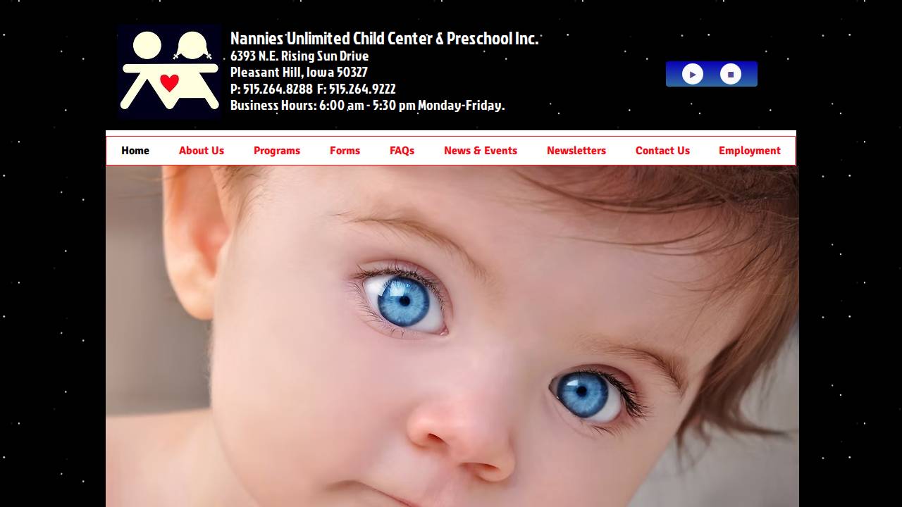 The Nannies Unlimited website screenshot
