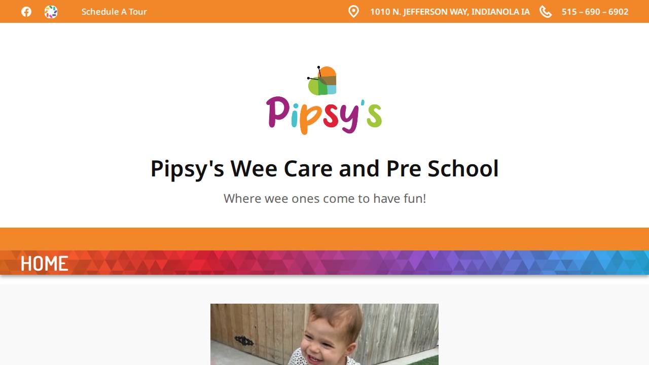 Pipsy's Wee Care and Preschool LLC website screenshot