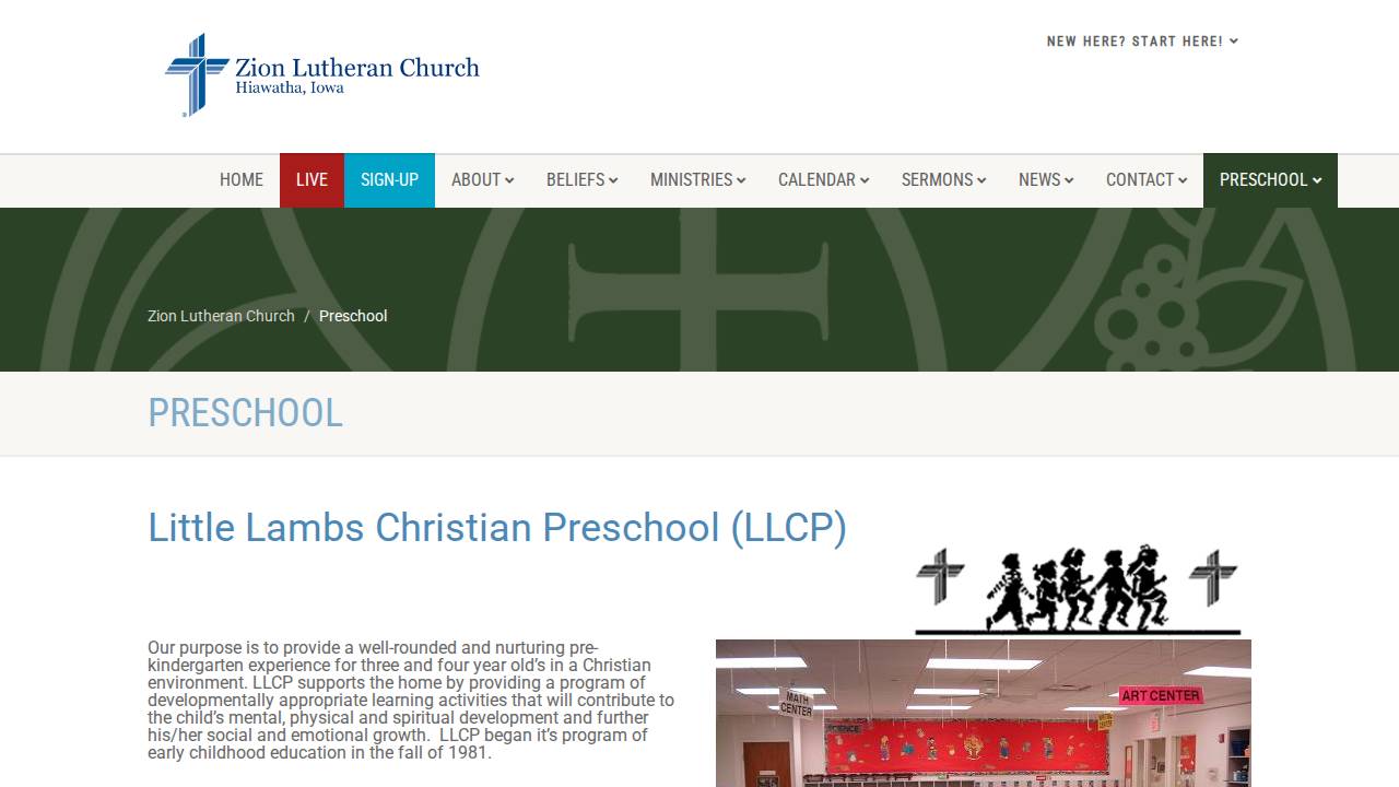 Little Lambs Christian Preschool website screenshot
