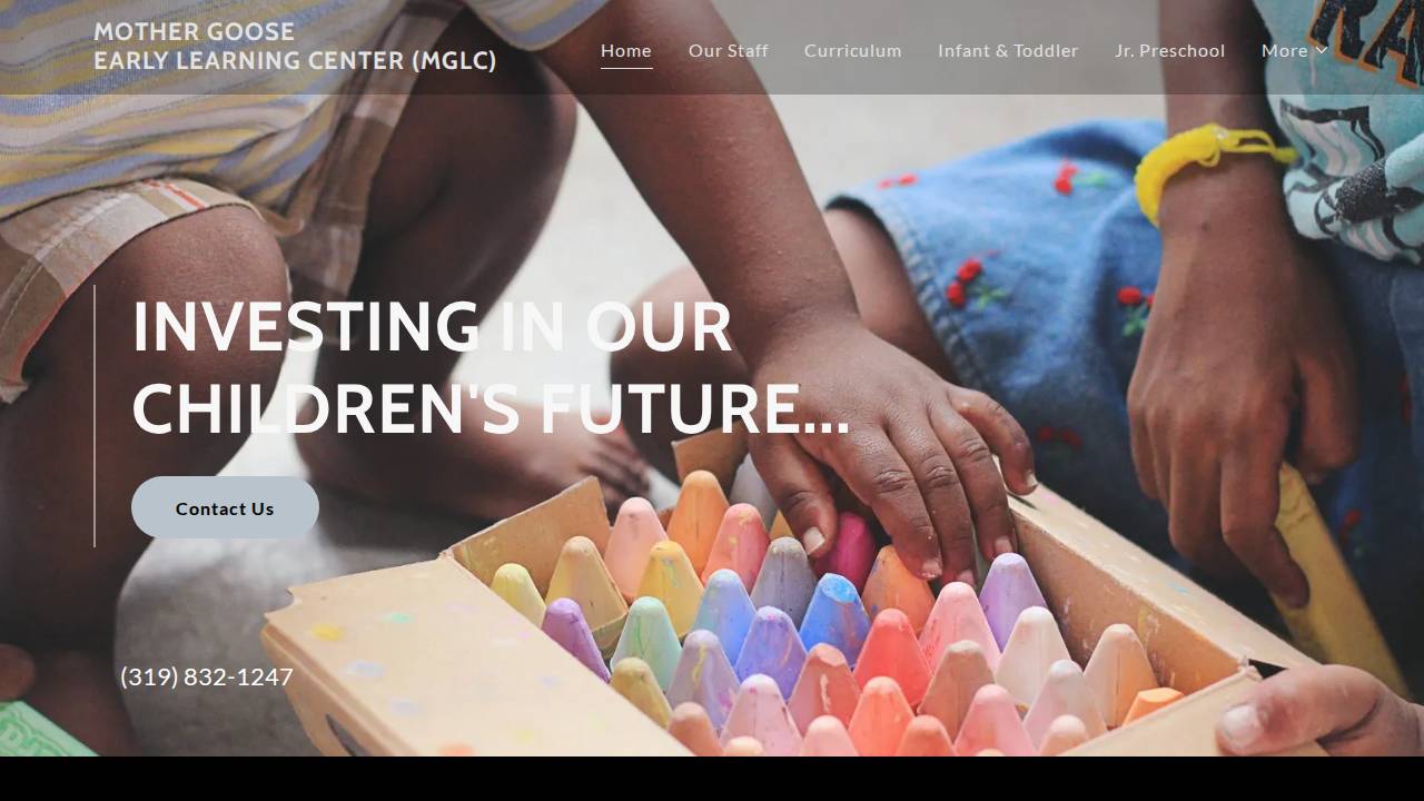 Mother Goose Learning Center website screenshot