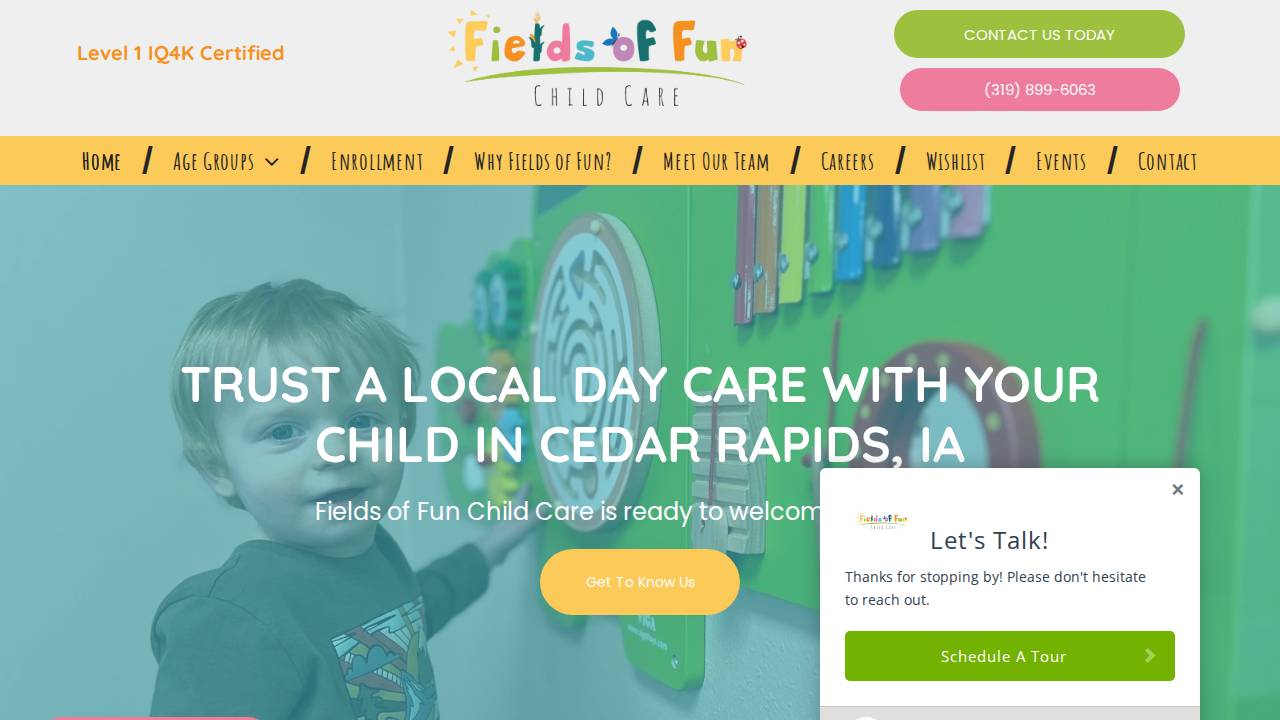 Fields of Fun Child Care website screenshot