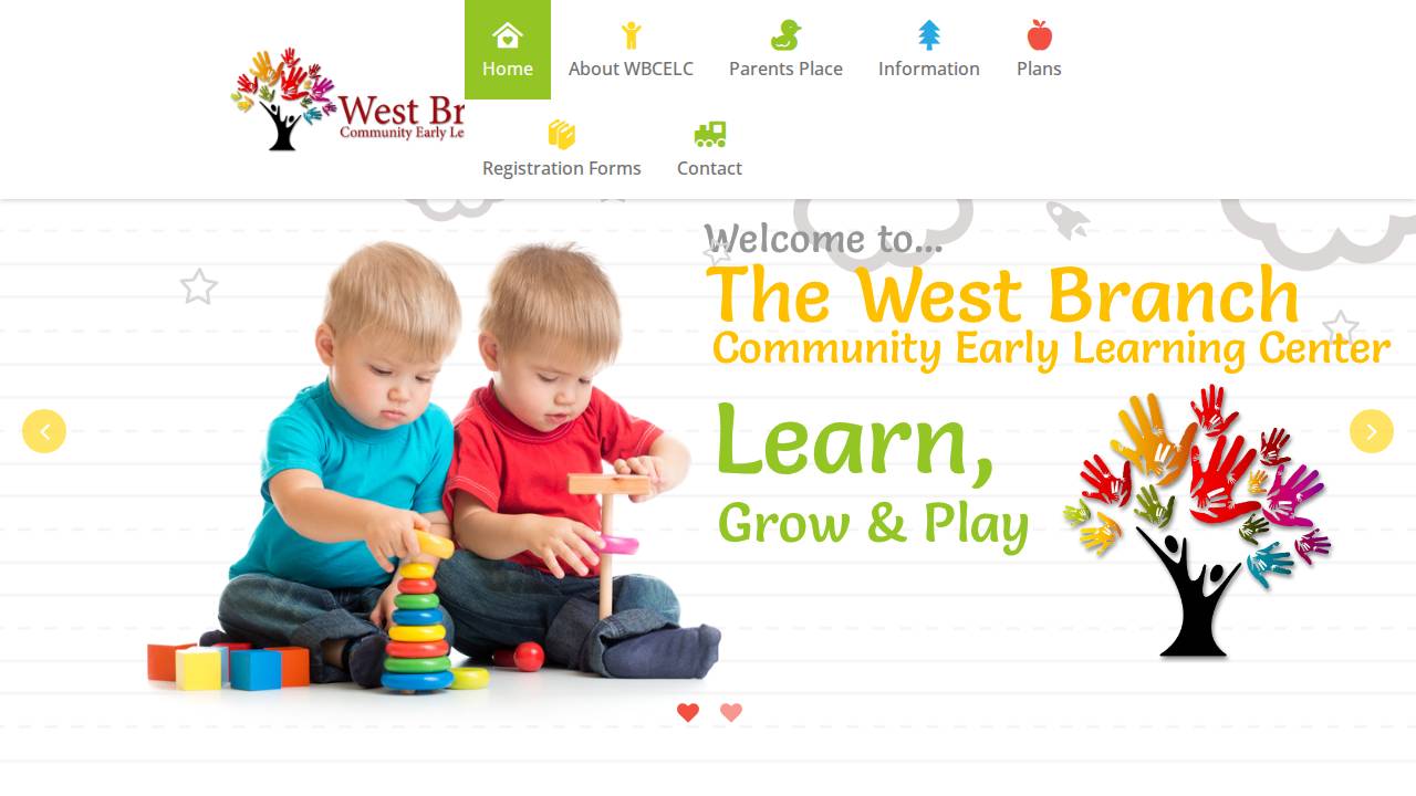 West Branch Community Early Learning Center website screenshot