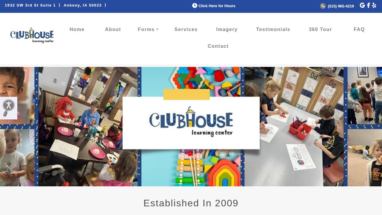 The Clubhouse Learning Center website screenshot