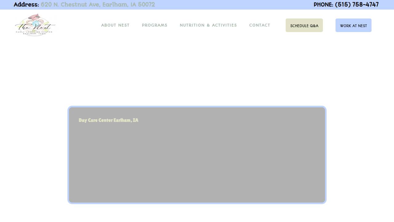 The Nest Child Care and Early Learning Center website screenshot