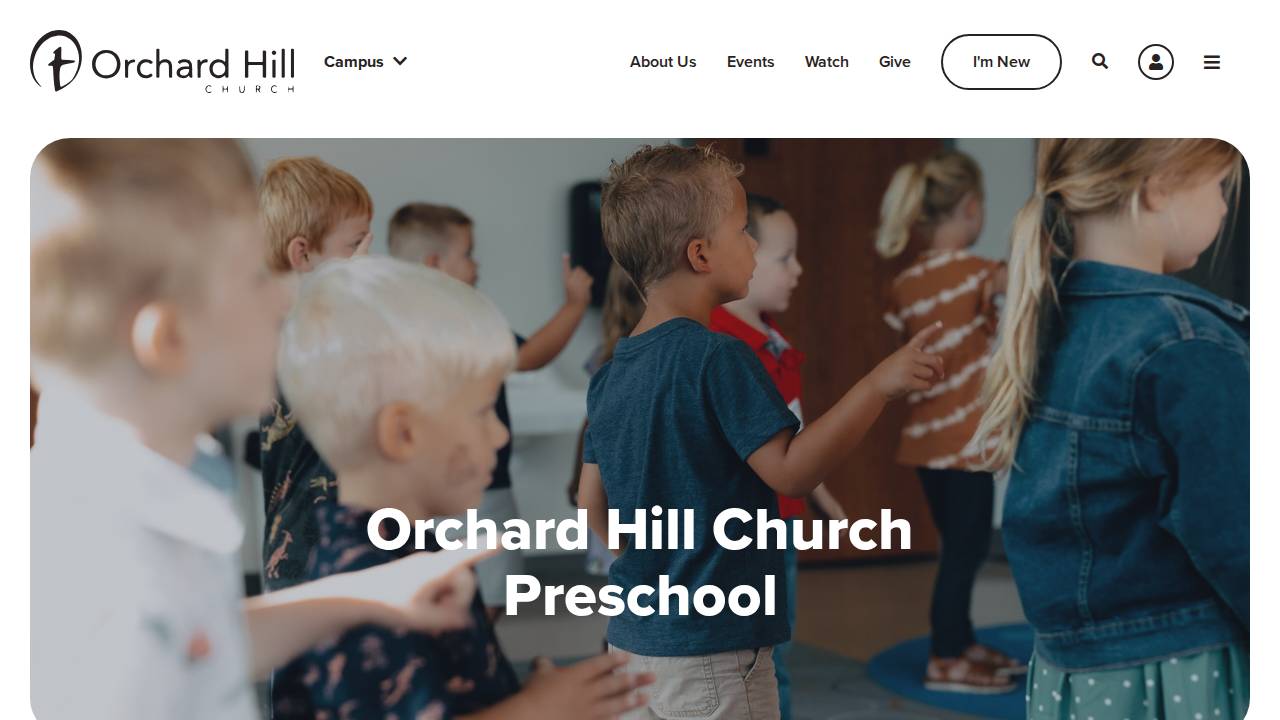 Orchard Hill Church Preschool website screenshot