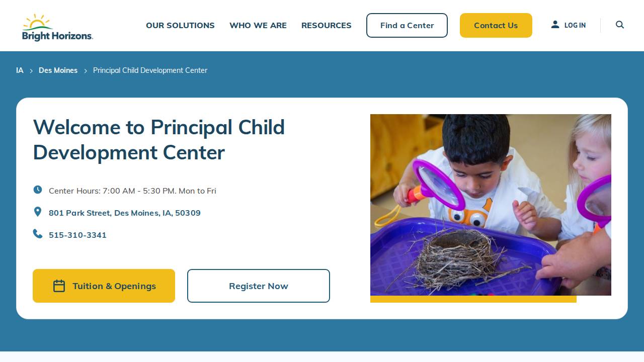 Principal Child Development Center website screenshot