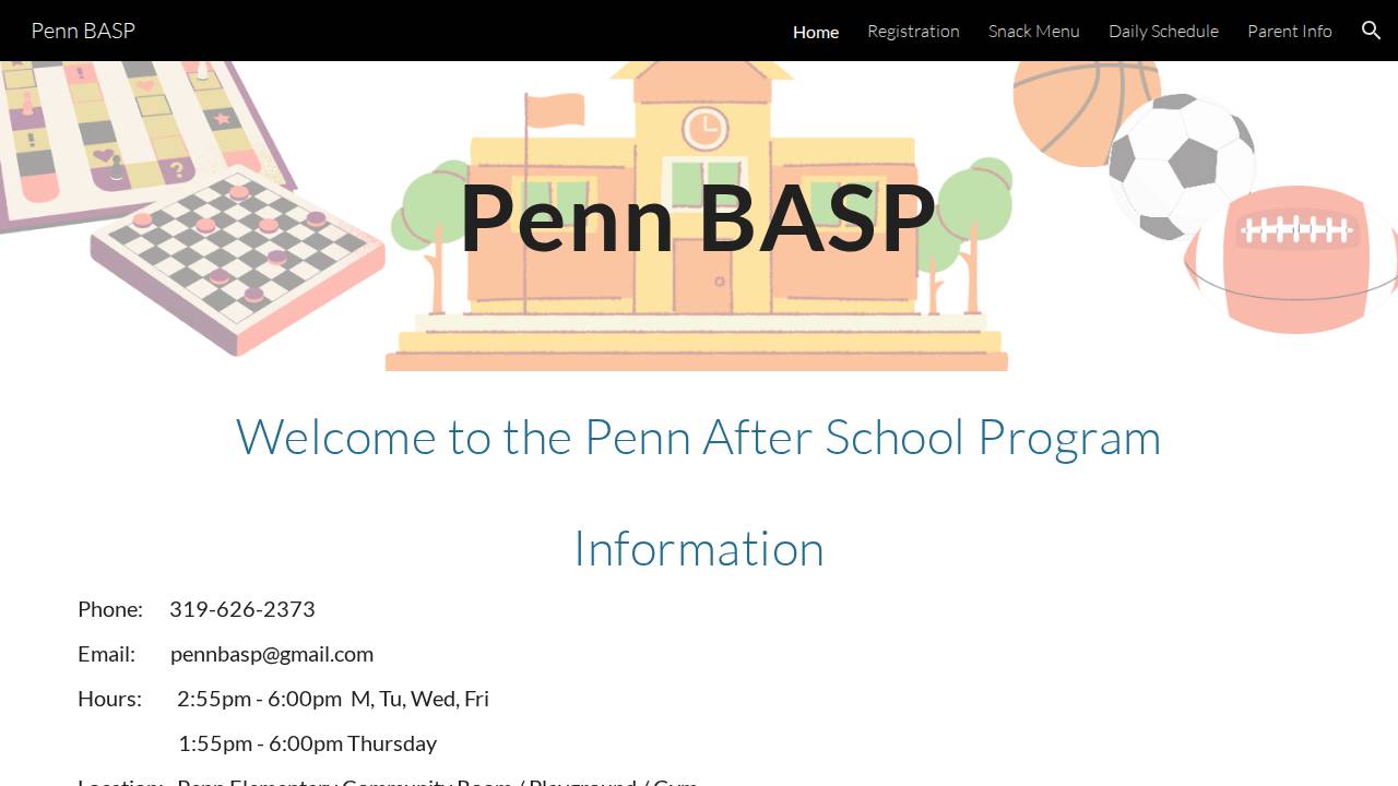 Penn Before and After School Program website screenshot