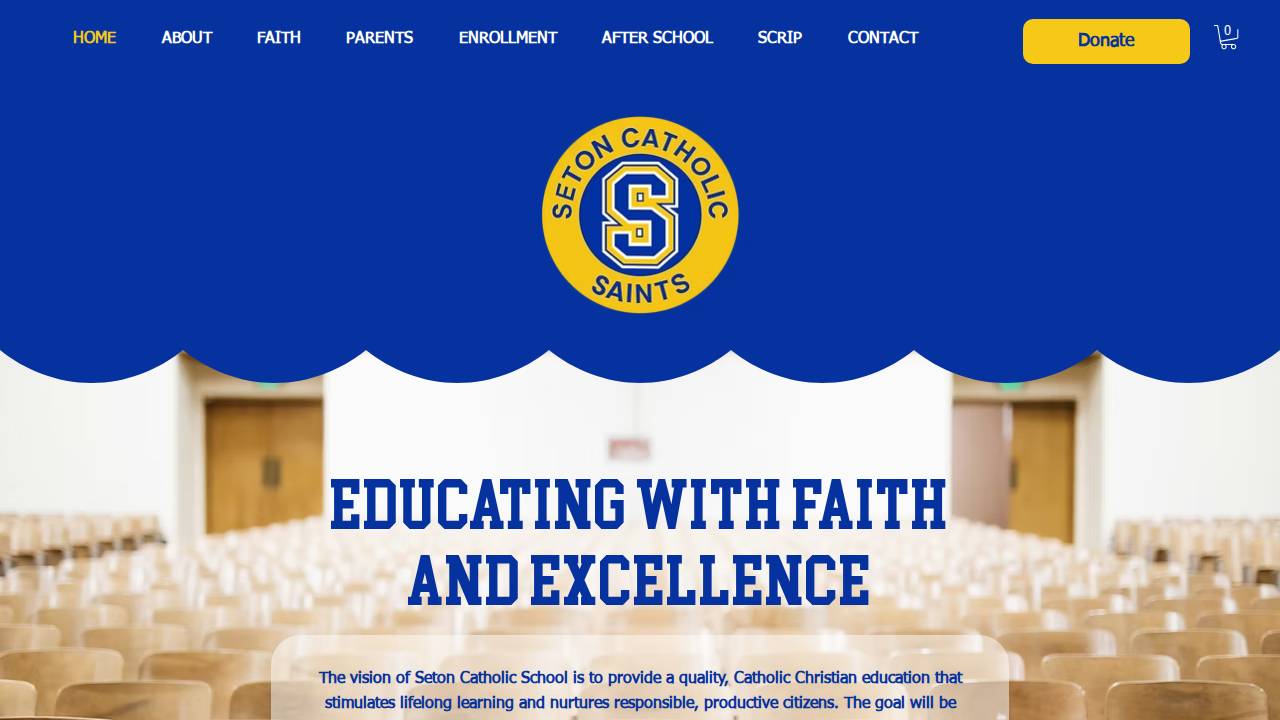 Seton Catholic Preschool and After Care website screenshot