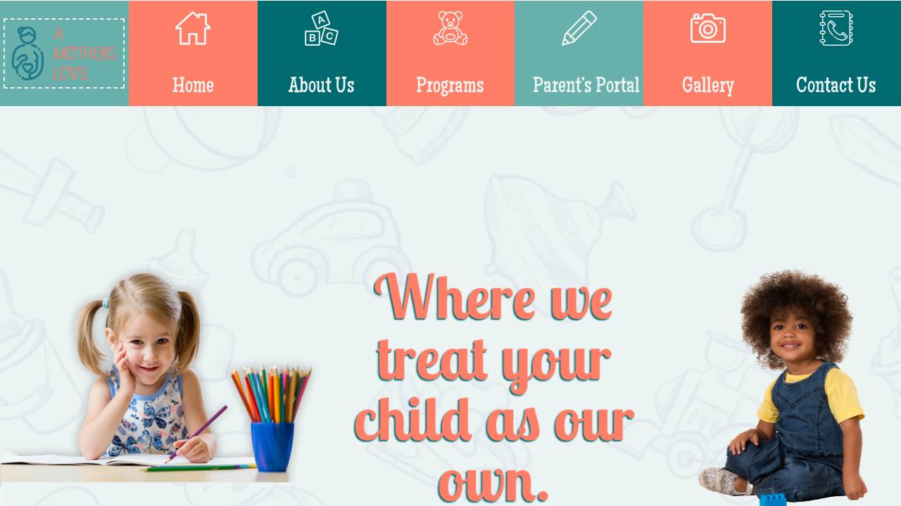 A Mothers Love Childcare Center website screenshot