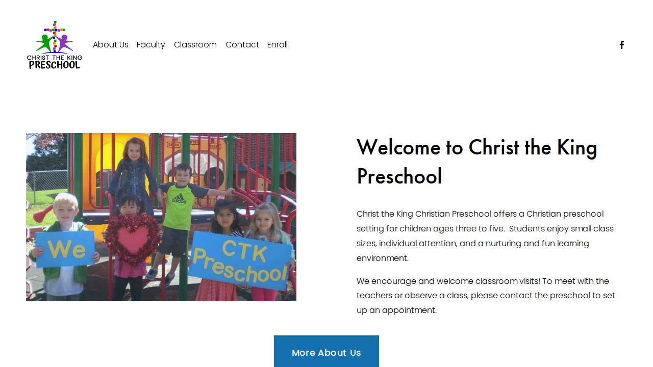 Christ the King Christian Preschool website screenshot