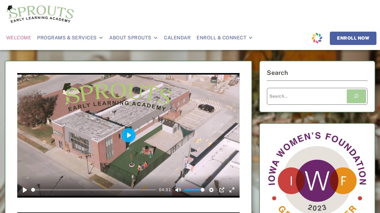 Sprouts Early Learning Academy website screenshot