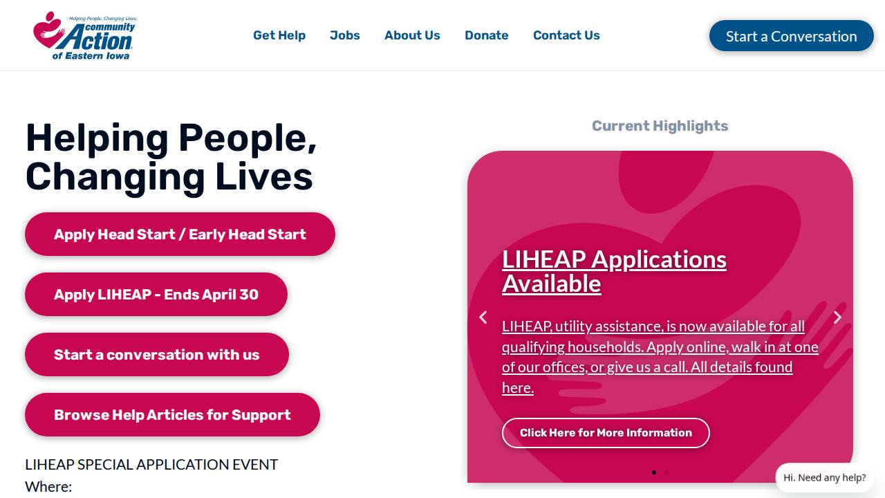 CAEI-Wittenmyer Head Start & Early Head Start website screenshot